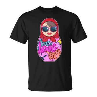 Damen Bunte Graffiti Püppchen Punk Matroschka Sprayer Puppe T-Shirt - Seseable