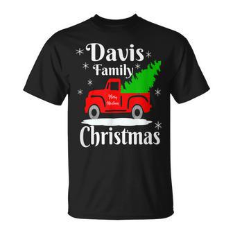 Davis Family Christmas Matching Family Old Red Truck Unisex T-Shirt - Seseable
