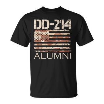 Dd-214 Alumni Camouflage American Flag Veteran Armed Forces T-shirt - Seseable