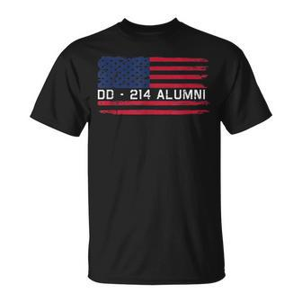 Dd-214 Proud Alumni Military Veteran Retired Served Flag T-shirt - Seseable