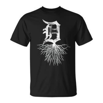 Detroit D Roots Michigan Born Rooted T-shirt - Thegiftio UK
