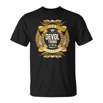 Devol Name Devol Family Name Crest Unisex T-Shirt - Seseable