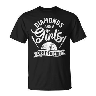 Diamonds Are A Girls Best Friend Softball Baseball Girl Love Unisex T-Shirt | Mazezy