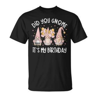 Did You Gnome Its My Birthday Cute Gnomies Balloons Unisex T-Shirt | Mazezy CA
