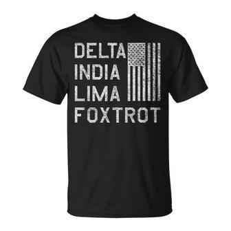 Dilf Delta India Lima Foxtrot Us Flag American Patriot Unisex T-Shirt | Mazezy