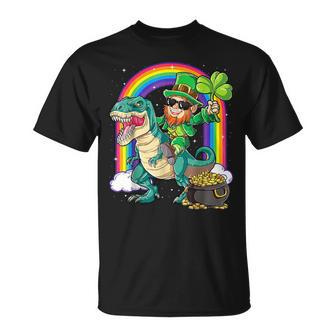 Dino St Patricks Day Kids Toddler Boys Leprechaun V2 T-Shirt - Seseable