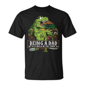 Dinosaur Being A Dad Is A Walk In The Park Funny Gift Gift For Mens Unisex T-Shirt | Mazezy
