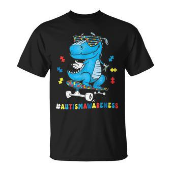Dinosaur Skateboarding Autism Awareness Choose Kindness Unisex T-Shirt | Mazezy