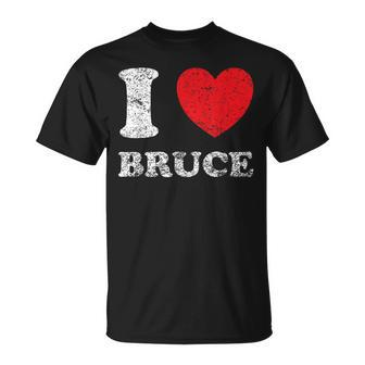 Distressed Grunge Worn Out Style I Love Bruce Unisex T-Shirt | Mazezy