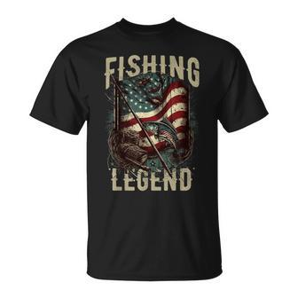 Distressed Vintage Usa Flag Quote Fishing Legend Unisex T-Shirt | Mazezy