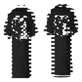 Dog Puppy And Baby Cat Heart - Animal Dog & Cat Heart Unisex T-Shirt | Mazezy