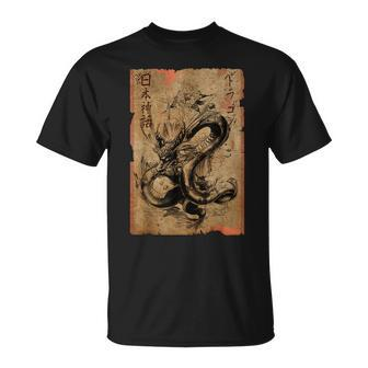 Drachenmotiv T-Shirt im asiatischen Stil, Japanisch-Chinesische Kultur - Seseable
