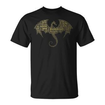 Dragon Word Art Dungeon Crawler Rpg Dm Gaming T-shirt - Seseable