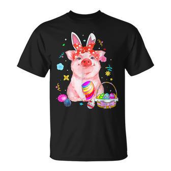 Easter Bunny Spring Pig Bow Egg Hunting Basket Colorful Unisex T-Shirt | Mazezy
