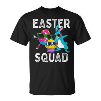 Easter Squad Dabbing Bunny Chick Egg Hunting Matching Family Unisex T-Shirt | Mazezy