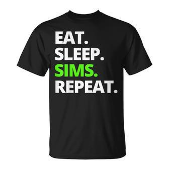 Eat Sleep Sims Repeat T-Shirt - Seseable