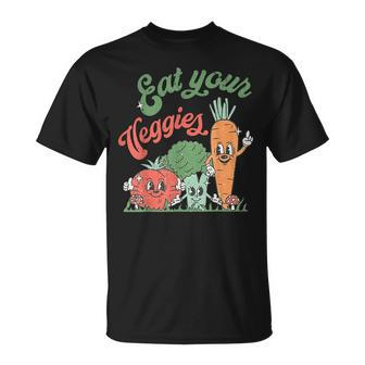 Eat Your Veggies Retro 90S Style Vegetable Vegan Month V2T-shirt - Seseable