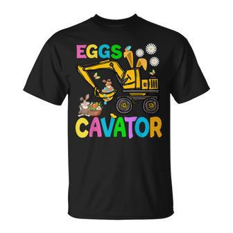 Eggs Cavator Happy Easter Excavator Hunting Egg Kids Funny Unisex T-Shirt | Mazezy