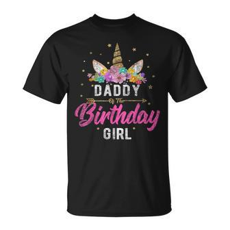 Einhorn Geburtstag Papa Des Geburtstags Mädchen Geschenk T-Shirt - Seseable