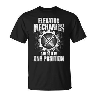 Elevator Mechanic Maintenance Any Position Technician Unisex T-Shirt | Mazezy