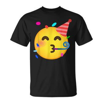 Emoticon Partying Face Birthday Unisex T-Shirt | Mazezy