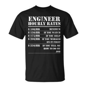 Engineer Hourly Rate Funny Engineering Mechanical Civil Gift Unisex T-Shirt | Mazezy