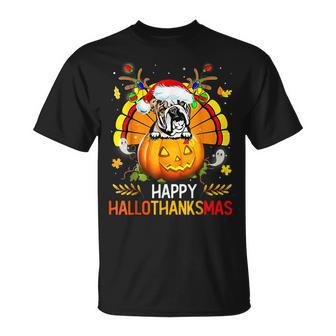 English Bulldog Happy Hallothanksmas Halloween Thanksgiving T-shirt - Thegiftio UK
