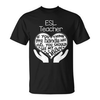 Esl Esol Teacher Heart Hands School Team Group T-shirt - Thegiftio UK