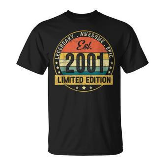 Est Vintage 2001 22 Year Old Gifts 22Nd Birthday Boys Girls Unisex T-Shirt | Mazezy