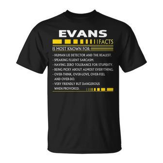 Evans Name Gift Evans Facts V2 Unisex T-Shirt - Seseable