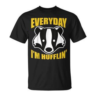 Everyday Im Huffling Huffle Cute Funny Honey Badger Animal Unisex T-Shirt | Mazezy