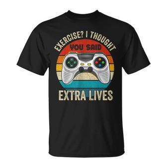 Exercise I Thought You Said Extra Lives Gaming Gamer T-shirt - Thegiftio UK