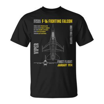 F-16 Fighting Falcon Military Aircraft Veterans Day Xmas T-Shirt - Seseable