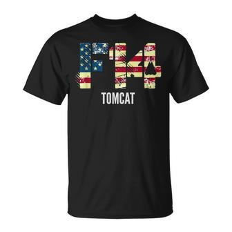 F14 Tomcat Fighter Jet | Distressed American Flag Unisex T-Shirt | Mazezy