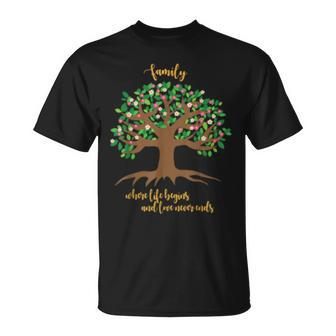 Family Where Life Begins And Love Never Ends Family Tree T-Shirt - Seseable