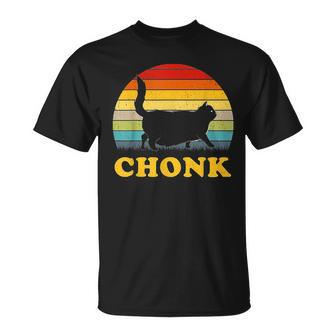 Fat Cat Chonk Cat Retro Vintage Sunset Unisex T-Shirt | Mazezy