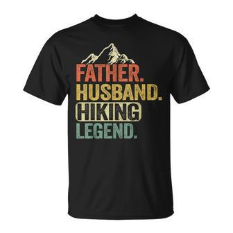 Mens Father Husband Hiking Legend Outdoors Vintage Hiking T-Shirt - Seseable