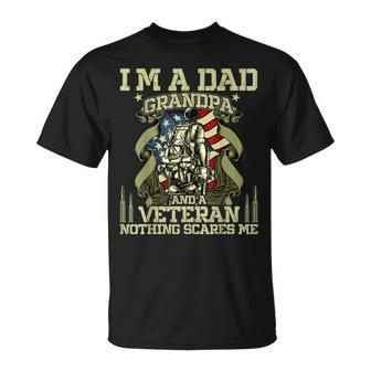 Fathers Day 4Th Of July Im A Dad Grandpa And A Veteran T-Shirt - Seseable