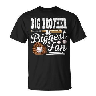 Fathers Day Big Brother And Biggest Fan Baseball T-shirt - Thegiftio UK