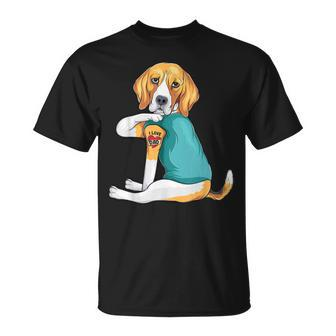 Fathers Day Dog Dad Beagle I Love Dad Tattoo T-shirt - Thegiftio UK