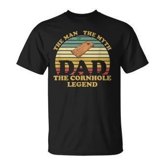 Mens Fathers Day Vintage Dad Man Myth Cornhole Legend V2 T-Shirt - Seseable