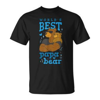 Fathers Day Worlds Best Daddy Papa Bear Animal Dad & Baby Unisex T-Shirt | Mazezy
