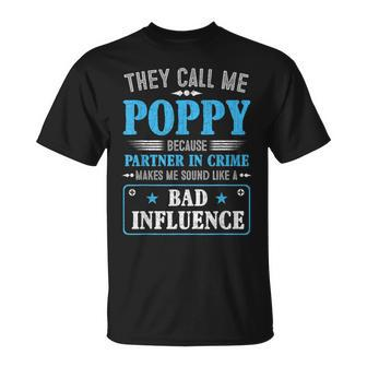 Mens Fathers Day - They Call Me Poppy Because Partner In Crime T-shirt - Seseable