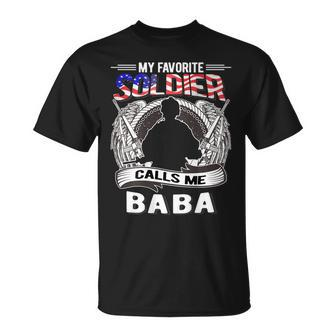 Favorite Soldier Calls Me Baba Proud Army Grandma Gift Unisex T-Shirt | Mazezy