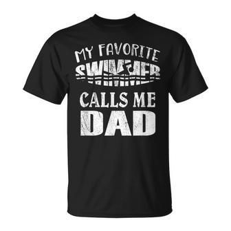 My Favorite Swimmer Calls Me Dad Vintage Swim Pool T-Shirt - Seseable