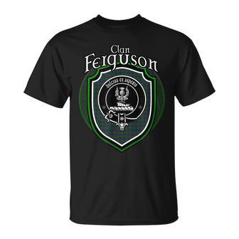 Ferguson Clan Crest | Scottish Clan Ferguson Family Badge Unisex T-Shirt - Seseable