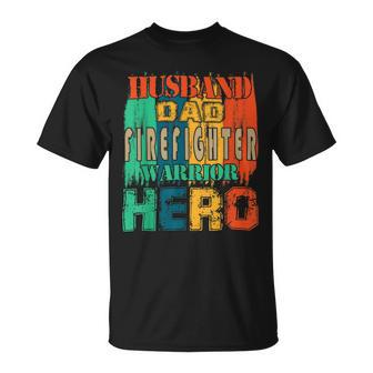 Firefighter Vintage Retro Husband Dad Firefighter Hero Matching T-shirt - Thegiftio UK