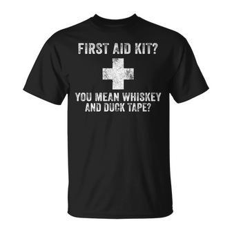 First Aid Kit Whiskey And Duct Tape Dad Joke Vintage T-Shirt - Seseable