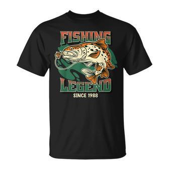 Fishing Legend Trout Bass Fisherman Since 1988 The Myth Unisex T-Shirt - Seseable