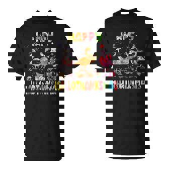 Flamingo Halloween And Merry Christmas Happy Hallothanksmas V4 T-shirt - Thegiftio